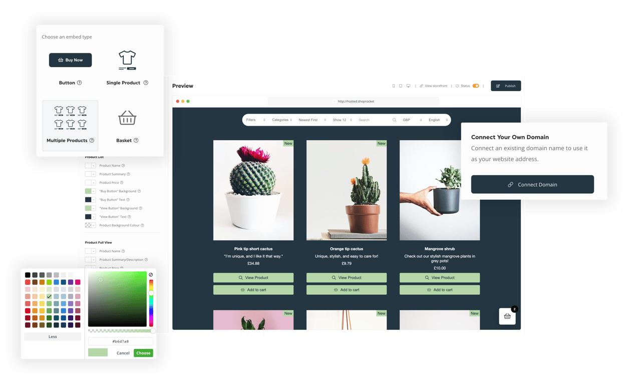 Embed products in website Embed products in website
